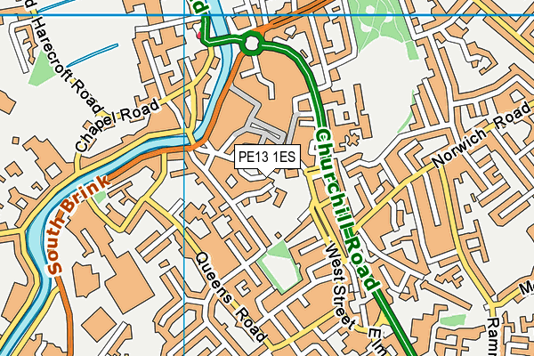 PE13 1ES map - OS VectorMap District (Ordnance Survey) PE13 1ES map - OS VectorMap District (Ordnance Survey)