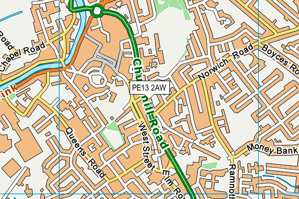 PE13 2AW map - OS VectorMap District (Ordnance Survey) PE13 2AW map - OS VectorMap District (Ordnance Survey)