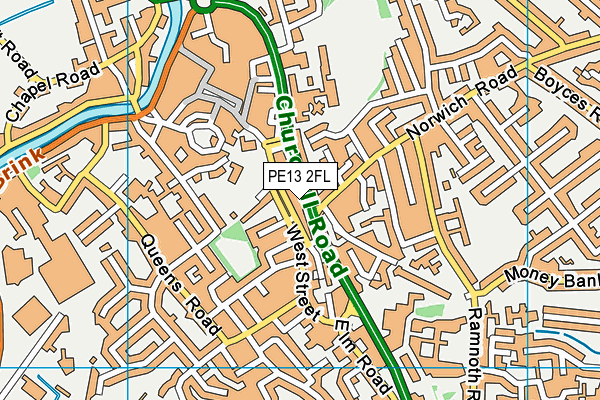 PE13 2FL map - OS VectorMap District (Ordnance Survey) PE13 2FL map - OS VectorMap District (Ordnance Survey)