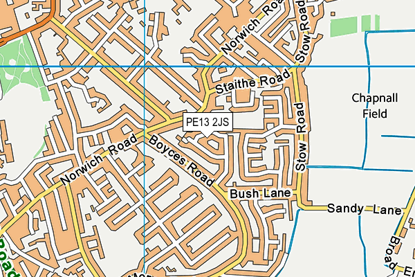PE13 2JS map - OS VectorMap District (Ordnance Survey) PE13 2JS map - OS VectorMap District (Ordnance Survey)