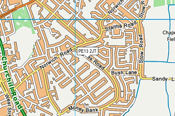 PE13 2JT map - OS VectorMap District (Ordnance Survey) PE13 2JT map - OS VectorMap District (Ordnance Survey)