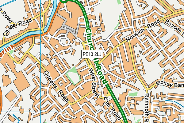 PE13 2LJ map - OS VectorMap District (Ordnance Survey) PE13 2LJ map - OS VectorMap District (Ordnance Survey)