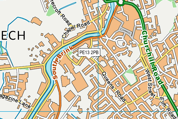 PE13 2PB map - OS VectorMap District (Ordnance Survey)