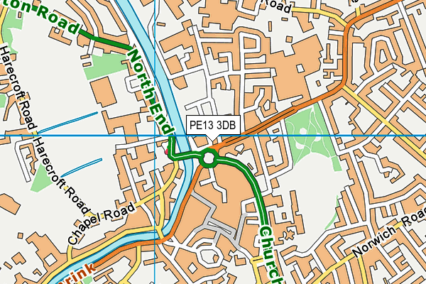 PE13 3DB map - OS VectorMap District (Ordnance Survey) PE13 3DB map - OS VectorMap District (Ordnance Survey)