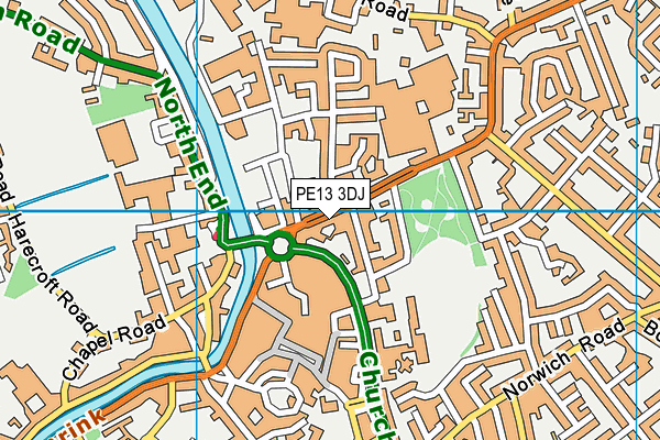 PE13 3DJ map - OS VectorMap District (Ordnance Survey) PE13 3DJ map - OS VectorMap District (Ordnance Survey)