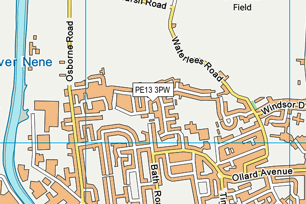 PE13 3PW map - OS VectorMap District (Ordnance Survey) PE13 3PW map - OS VectorMap District (Ordnance Survey)
