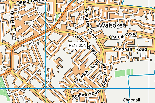 PE13 3QN map - OS VectorMap District (Ordnance Survey) PE13 3QN map - OS VectorMap District (Ordnance Survey)