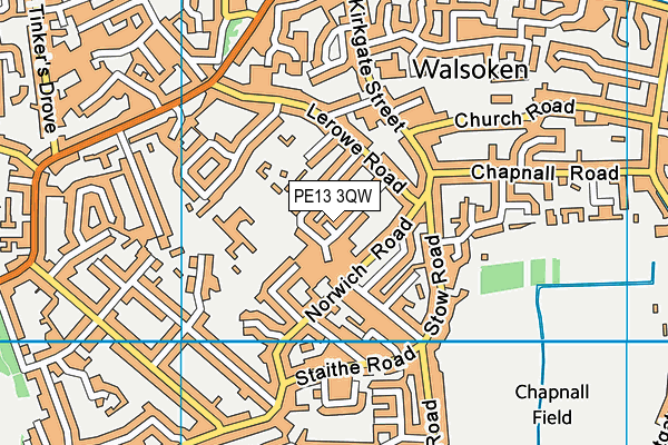 PE13 3QW map - OS VectorMap District (Ordnance Survey) PE13 3QW map - OS VectorMap District (Ordnance Survey)
