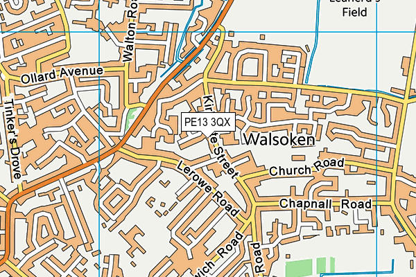 PE13 3QX map - OS VectorMap District (Ordnance Survey) PE13 3QX map - OS VectorMap District (Ordnance Survey)