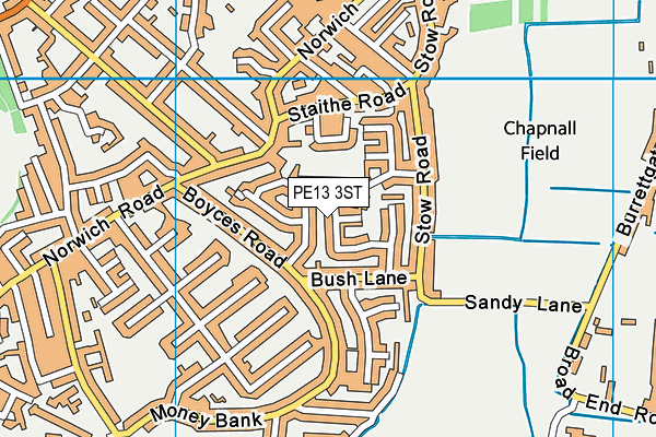 PE13 3ST map - OS VectorMap District (Ordnance Survey)