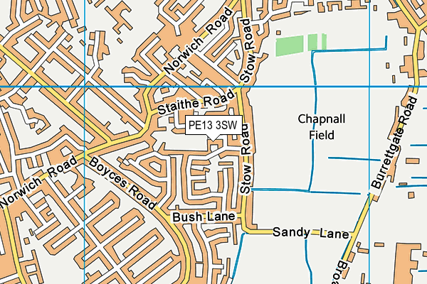 PE13 3SW map - OS VectorMap District (Ordnance Survey) PE13 3SW map - OS VectorMap District (Ordnance Survey)