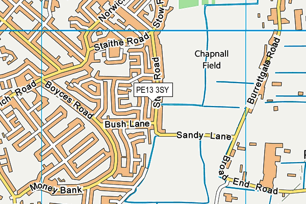PE13 3SY map - OS VectorMap District (Ordnance Survey) PE13 3SY map - OS VectorMap District (Ordnance Survey)