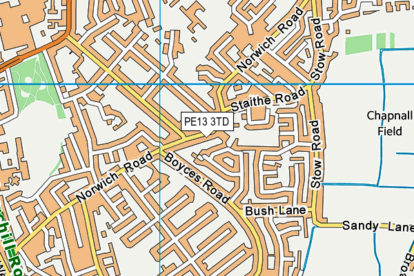 PE13 3TD map - OS VectorMap District (Ordnance Survey) PE13 3TD map - OS VectorMap District (Ordnance Survey)