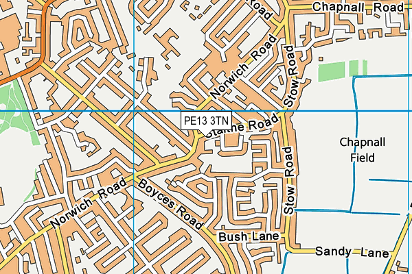 PE13 3TN map - OS VectorMap District (Ordnance Survey) PE13 3TN map - OS VectorMap District (Ordnance Survey)
