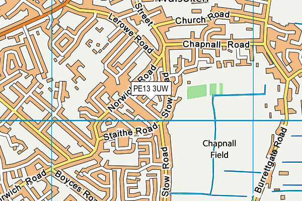 PE13 3UW map - OS VectorMap District (Ordnance Survey) PE13 3UW map - OS VectorMap District (Ordnance Survey)