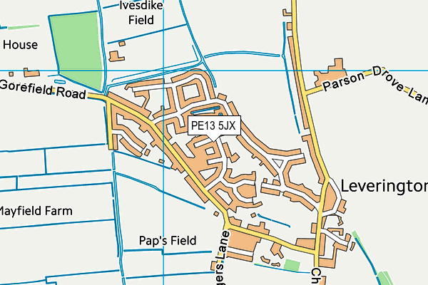 PE13 5JX map - OS VectorMap District (Ordnance Survey) PE13 5JX map - OS VectorMap District (Ordnance Survey)