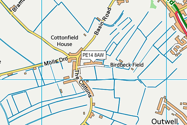 PE14 8AW map - OS VectorMap District (Ordnance Survey) PE14 8AW map - OS VectorMap District (Ordnance Survey)