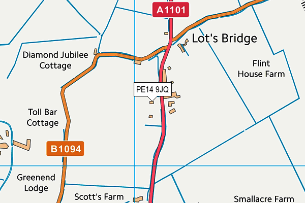 PE14 9JQ map - OS VectorMap District (Ordnance Survey) PE14 9JQ map - OS VectorMap District (Ordnance Survey)