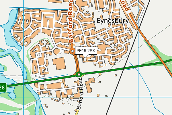 PE19 2SX map - OS VectorMap District (Ordnance Survey) PE19 2SX map - OS VectorMap District (Ordnance Survey)