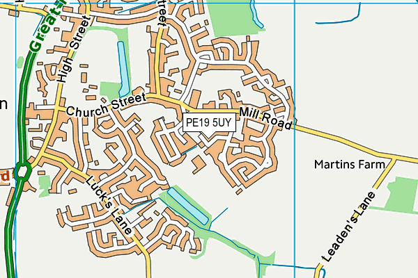 PE19 5UY map - OS VectorMap District (Ordnance Survey) PE19 5UY map - OS VectorMap District (Ordnance Survey)