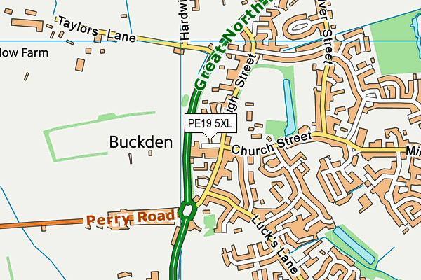 PE19 5XL map - OS VectorMap District (Ordnance Survey)