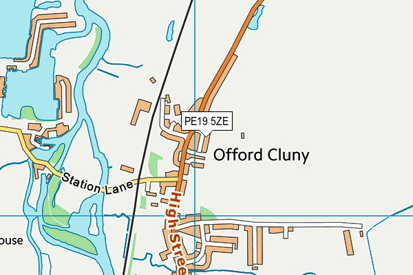 PE19 5ZE map - OS VectorMap District (Ordnance Survey)