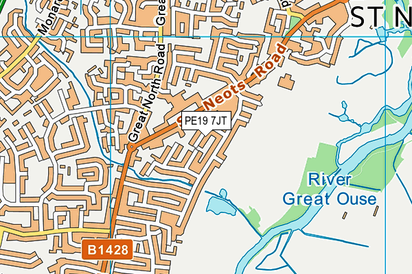 PE19 7JT map - OS VectorMap District (Ordnance Survey)