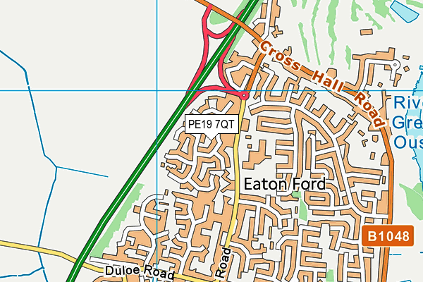 PE19 7QT map - OS VectorMap District (Ordnance Survey)