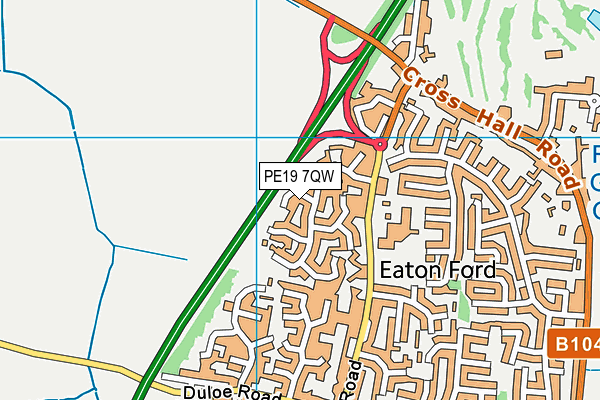 PE19 7QW map - OS VectorMap District (Ordnance Survey)