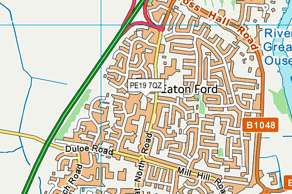 PE19 7QZ map - OS VectorMap District (Ordnance Survey)