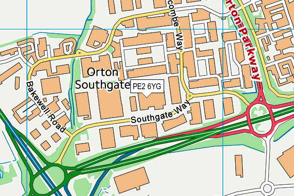 PE2 6YG map - OS VectorMap District (Ordnance Survey)