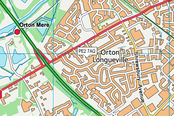 PE2 7AQ map - OS VectorMap District (Ordnance Survey)