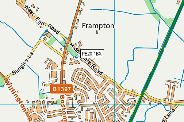 PE20 1BX map - OS VectorMap District (Ordnance Survey) PE20 1BX map - OS VectorMap District (Ordnance Survey)