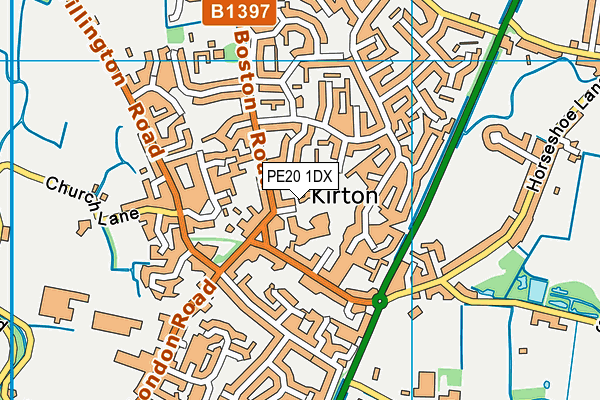 PE20 1DX map - OS VectorMap District (Ordnance Survey) PE20 1DX map - OS VectorMap District (Ordnance Survey)