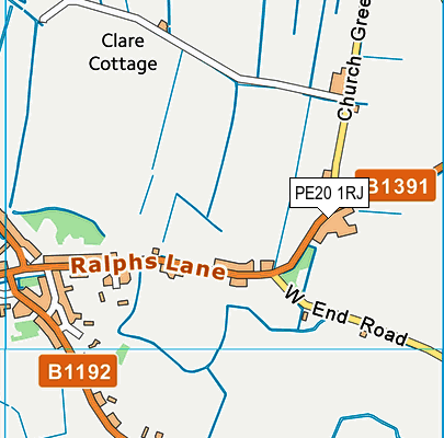 PE20 1RJ map - OS VectorMap District (Ordnance Survey)