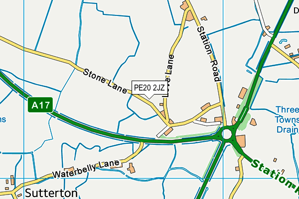 PE20 2JZ map - OS VectorMap District (Ordnance Survey)