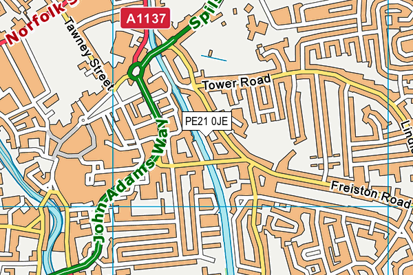 PE21 0JE map - OS VectorMap District (Ordnance Survey)