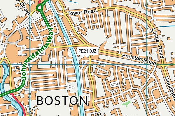 PE21 0JZ map - OS VectorMap District (Ordnance Survey)