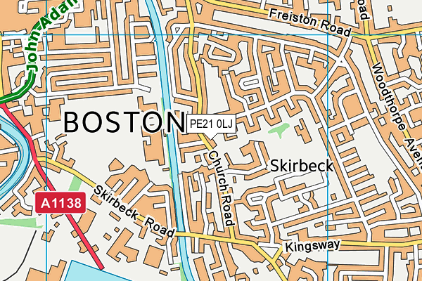 PE21 0LJ map - OS VectorMap District (Ordnance Survey)