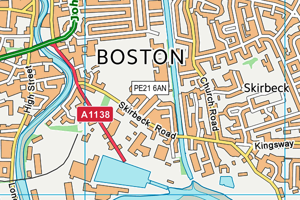 PE21 6AN map - OS VectorMap District (Ordnance Survey)