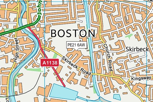 PE21 6AW map - OS VectorMap District (Ordnance Survey)