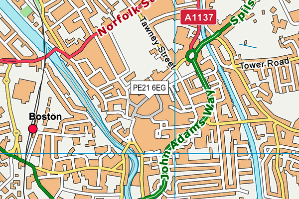 PE21 6EG map - OS VectorMap District (Ordnance Survey)