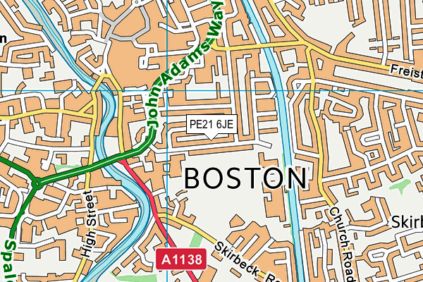 PE21 6JE map - OS VectorMap District (Ordnance Survey)