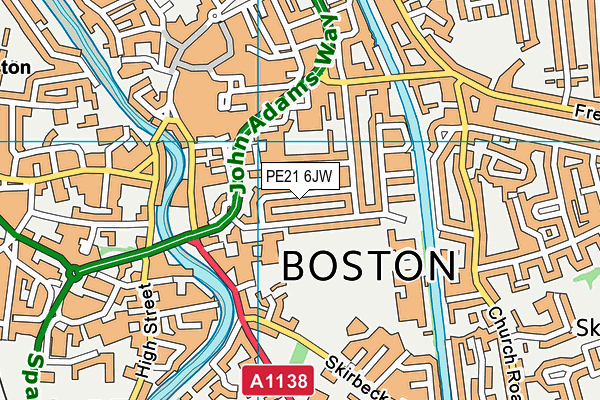 PE21 6JW map - OS VectorMap District (Ordnance Survey) PE21 6JW map - OS VectorMap District (Ordnance Survey)