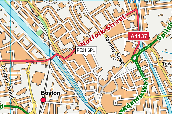 PE21 6PL map - OS VectorMap District (Ordnance Survey)