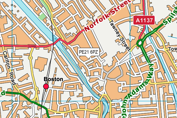 PE21 6PZ map - OS VectorMap District (Ordnance Survey)