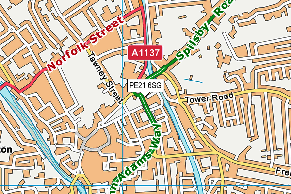 PE21 6SG map - OS VectorMap District (Ordnance Survey)