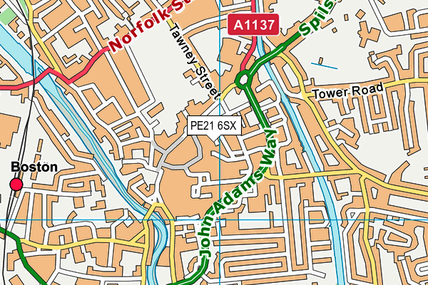 PE21 6SX map - OS VectorMap District (Ordnance Survey)