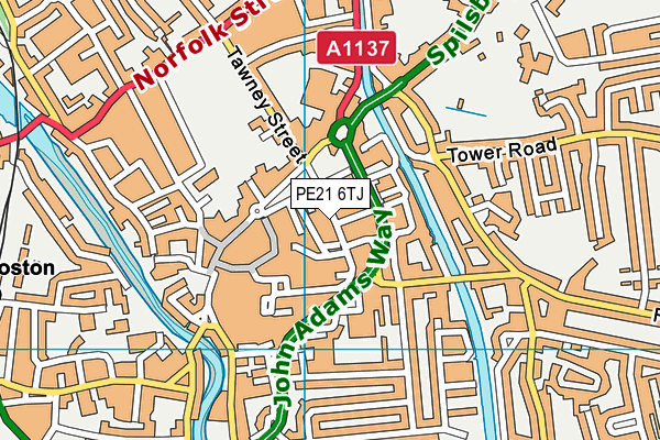 PE21 6TJ map - OS VectorMap District (Ordnance Survey)