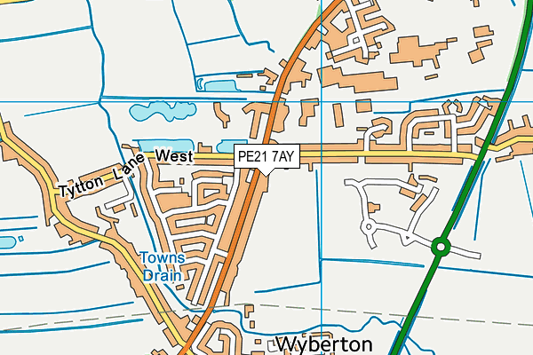 PE21 7AY map - OS VectorMap District (Ordnance Survey) PE21 7AY map - OS VectorMap District (Ordnance Survey)